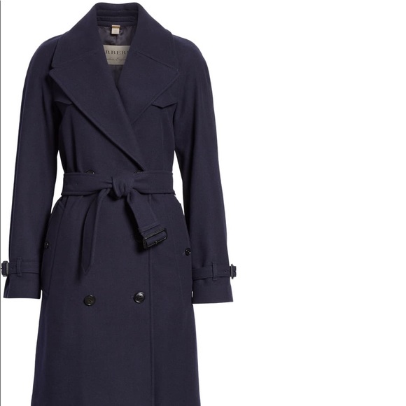 Burberry Cranston Wool Blend Trench Coat in Navy - Picture 3 of 3